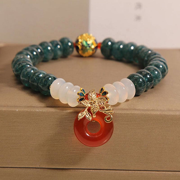 Piedras de Buda Jade Ágata Blanca Ágata Roja Abalorio de la Paz Abalorios de Ábaco Pulsera de la Suerte