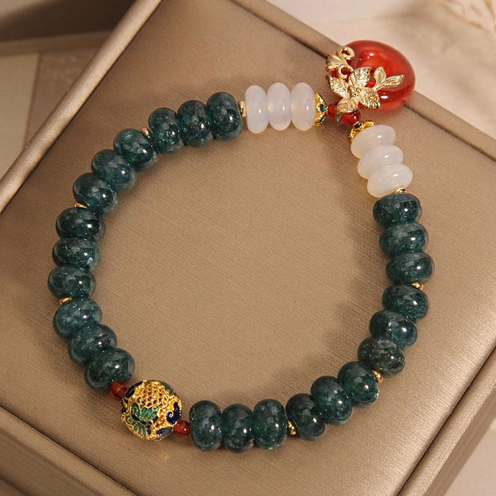 Piedras de Buda Jade Ágata Blanca Ágata Roja Abalorio de la Paz Abalorios de Ábaco Pulsera de la Suerte