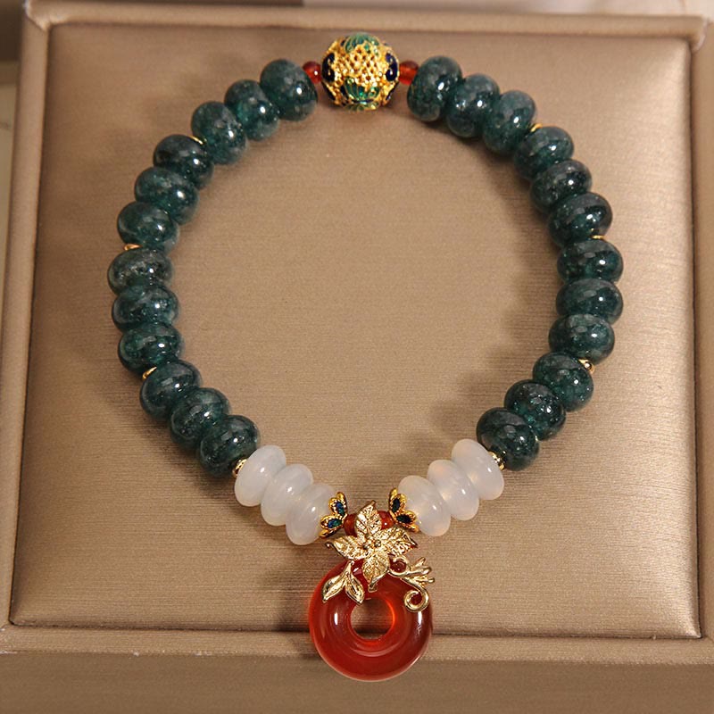 Piedras de Buda Jade Ágata Blanca Ágata Roja Abalorio de la Paz Abalorios de Ábaco Pulsera de la Suerte