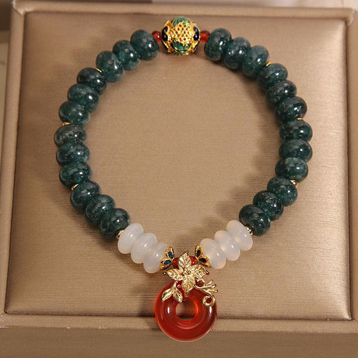 Piedras de Buda Jade Ágata Blanca Ágata Roja Abalorio de la Paz Abalorios de Ábaco Pulsera de la Suerte