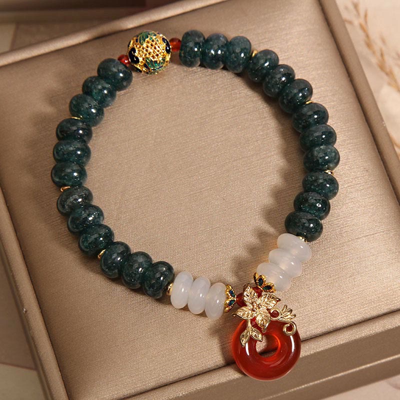 Piedras de Buda Jade Ágata Blanca Ágata Roja Abalorio de la Paz Abalorios de Ábaco Pulsera de la Suerte