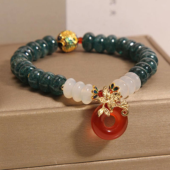Piedras de Buda Jade Ágata Blanca Ágata Roja Abalorio de la Paz Abalorios de Ábaco Pulsera de la Suerte