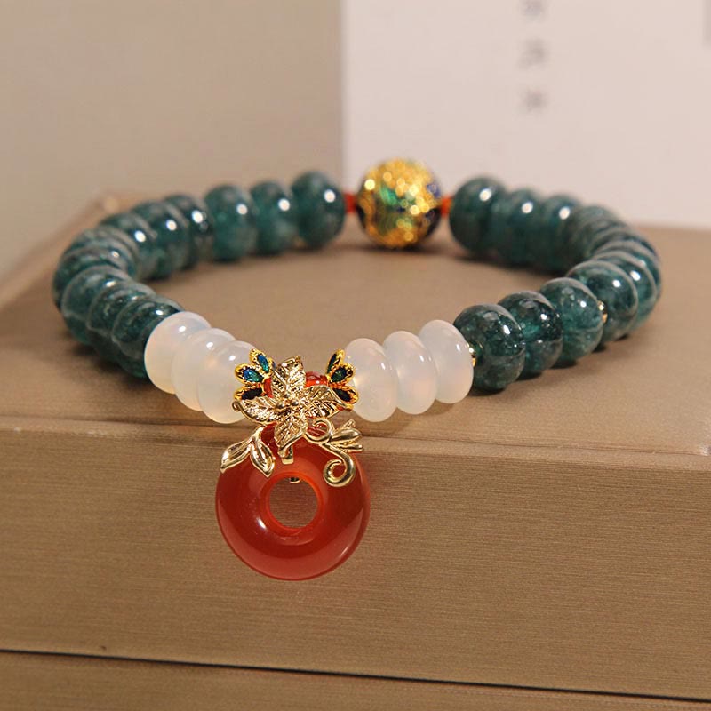 Piedras de Buda Jade Ágata Blanca Ágata Roja Abalorio de la Paz Abalorios de Ábaco Pulsera de la Suerte