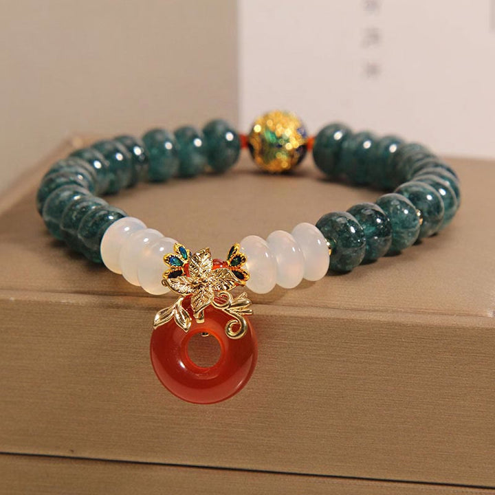 Piedras de Buda Jade Ágata Blanca Ágata Roja Abalorio de la Paz Abalorios de Ábaco Pulsera de la Suerte