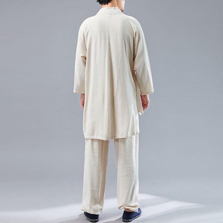 Juego de ropa de meditación Zen Tai Chi de algodón y lino, camisa de hombre de manga larga con cuello en V y pantalones, 2 piezas - image 10