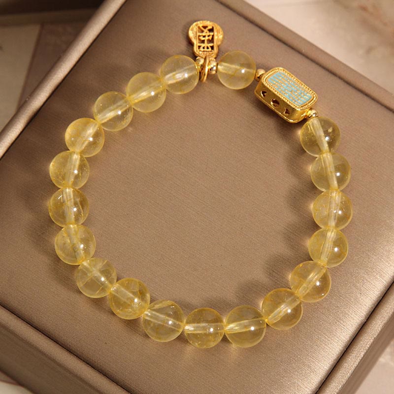 Buddha Stones Pulsera de Generosidad con Cuarzo Citrino Natural y Cinco Escrituras