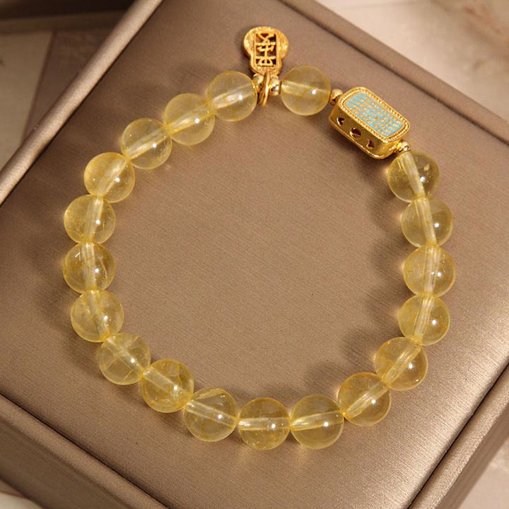 Buddha Stones Pulsera de Generosidad con Cuarzo Citrino Natural y Cinco Escrituras