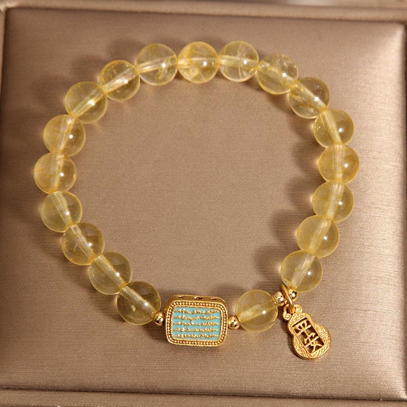 Buddha Stones Pulsera de Generosidad con Cuarzo Citrino Natural y Cinco Escrituras