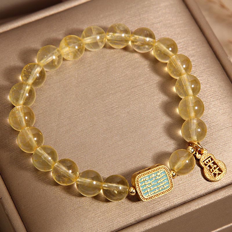 Buddha Stones Pulsera de Generosidad con Cuarzo Citrino Natural y Cinco Escrituras