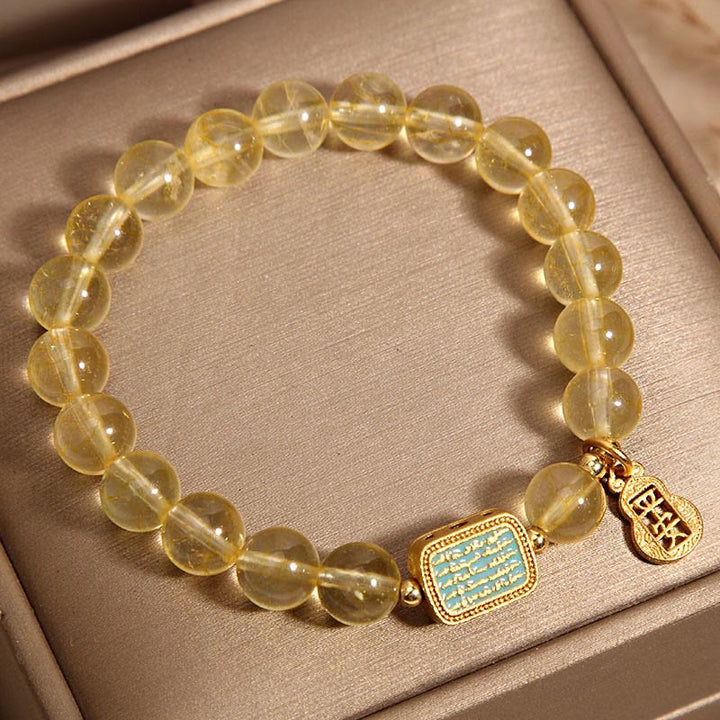 Buddha Stones Pulsera de Generosidad con Cuarzo Citrino Natural y Cinco Escrituras