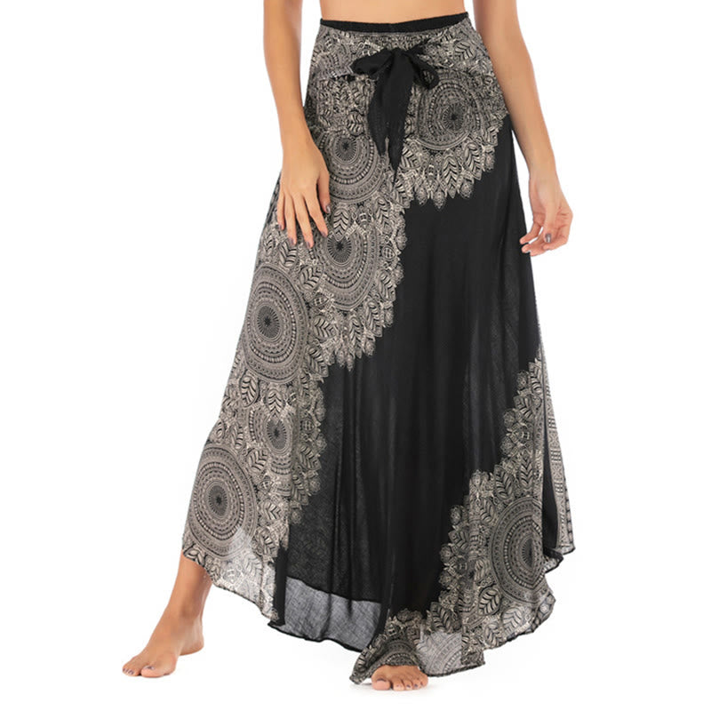 Buddha Stones Dos Estilos Vestido de Playa con Falda Mandala Flor Boho - Negro - US4-12, UK/AU8-16, EU36-44 (F) - image 11