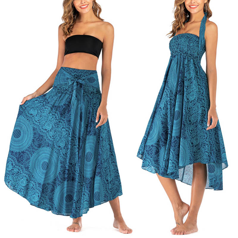 Piedras de Buda Dos Estilos Vestido Falda Flor Rosa de los Vientos Boho - image 13