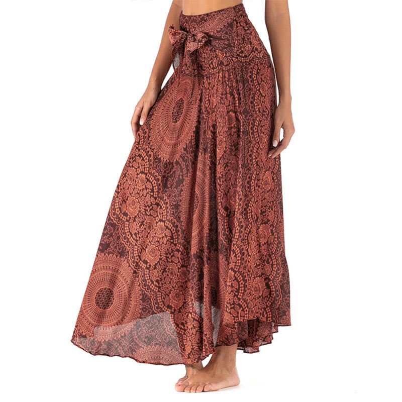 Piedras de Buda Dos Estilos Vestido Falda Flor Rosa de los Vientos Boho - Salmón oscuro - US4-12, UK/AU8-16, EU36-44 (F) - image 32