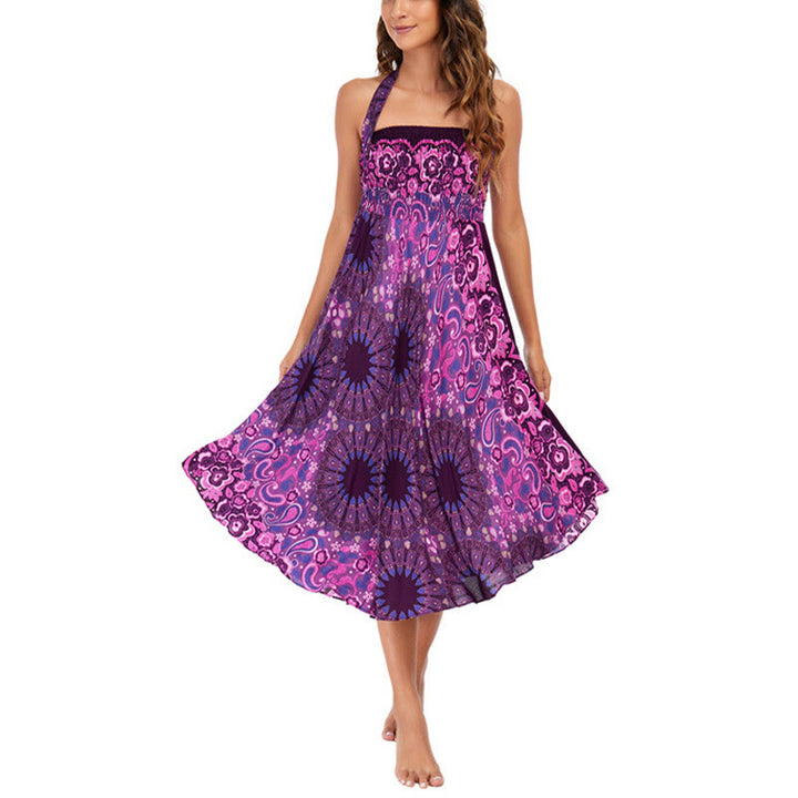 		Buddha Stones Dos Estilos Vestido Bohemio Mandala Flor Gota de Agua Vestido con Cordones - image 7