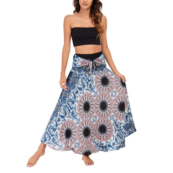 		Buddha Stones Dos Estilos Vestido Bohemio Mandala Flor Gota de Agua Vestido con Cordones - image 9