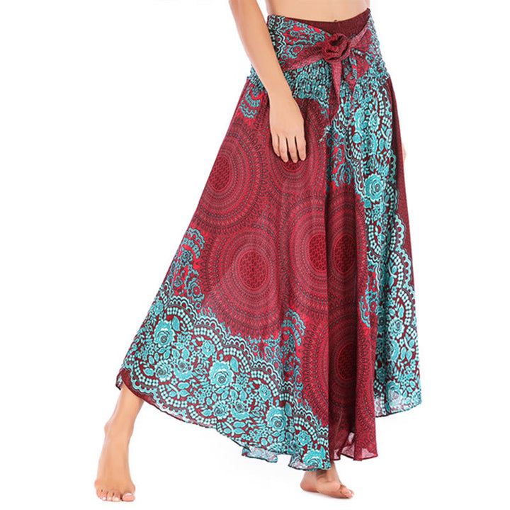 Vestido con falda de encaje y estampado de rosa de los vientos estilo bohemio de Buddha Stones Two Style Wear - image 35