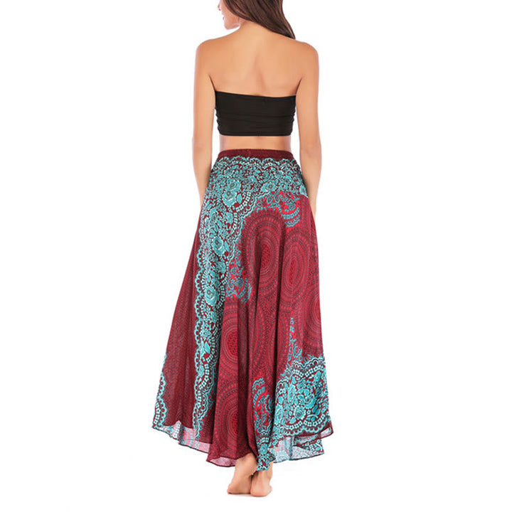 Vestido con falda de encaje y estampado de rosa de los vientos estilo bohemio de Buddha Stones Two Style Wear - image 39