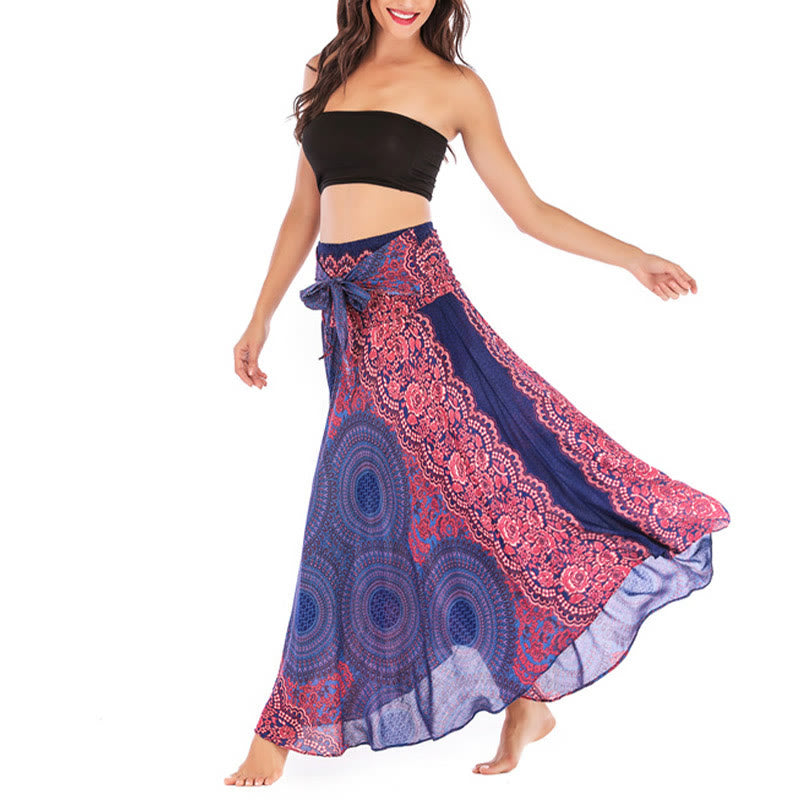 Vestido con falda de encaje y estampado de rosa de los vientos estilo bohemio de Buddha Stones Two Style Wear - image 10