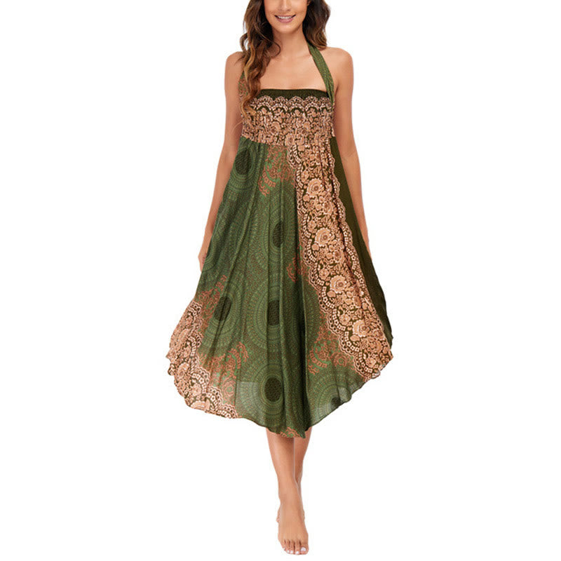 	Buddha Stones Dos Estilos Vestido Bohemio Rosa de los Vientos Flor Vestido con Cordones - image 25