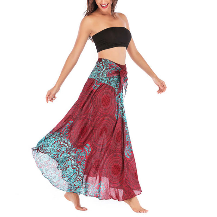 	Buddha Stones Dos Estilos Vestido Bohemio Rosa de los Vientos Flor Vestido con Cordones - image 39