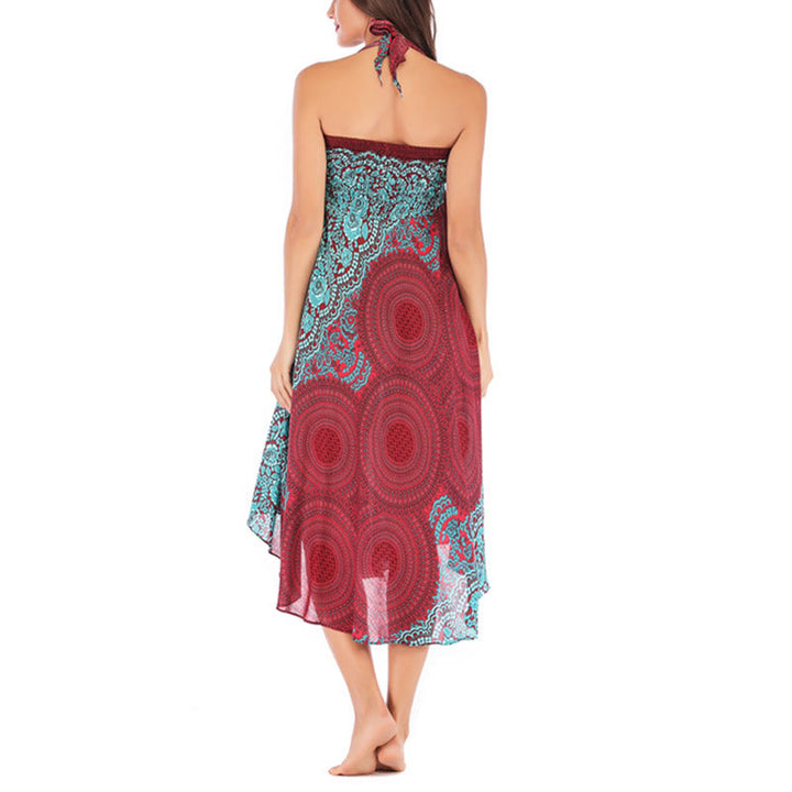 Vestido con falda de encaje y estampado de rosa de los vientos estilo bohemio de Buddha Stones Two Style Wear - image 42