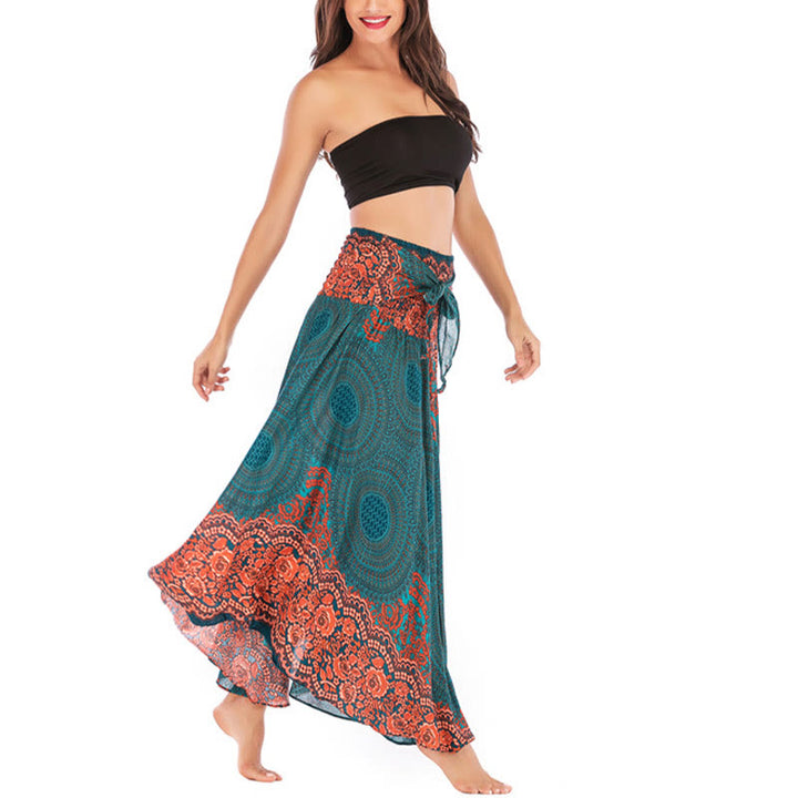 	Buddha Stones Dos Estilos Vestido Bohemio Rosa de los Vientos Flor Vestido con Cordones - image 3