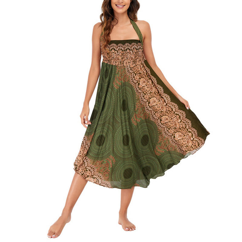 	Buddha Stones Dos Estilos Vestido Bohemio Rosa de los Vientos Flor Vestido con Cordones - image 21
