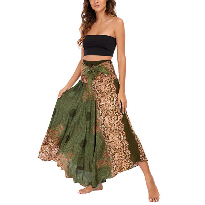 Vestido con falda de encaje y estampado de rosa de los vientos estilo bohemio de Buddha Stones Two Style Wear - image 21