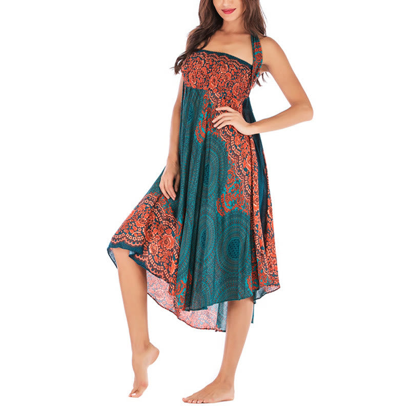 	Buddha Stones Dos Estilos Vestido Bohemio Rosa de los Vientos Flor Vestido con Cordones - image 9