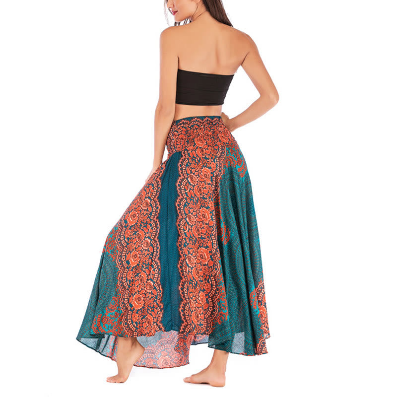 	Buddha Stones Dos Estilos Vestido Bohemio Rosa de los Vientos Flor Vestido con Cordones - image 4