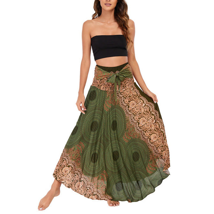Vestido con falda de encaje y estampado de rosa de los vientos estilo bohemio de Buddha Stones Two Style Wear - image 19