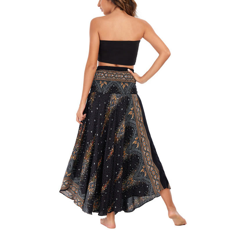 	Buddha Stones Dos Estilos Usa Vestido Boho Verano Pluma de Pavo Real con Encaje - image 12