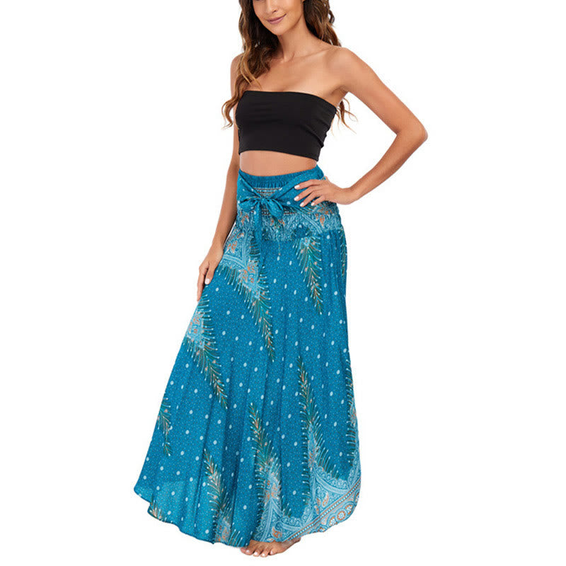 	Buddha Stones Dos Estilos Usa Vestido Boho Verano Pluma de Pavo Real con Encaje - image 3