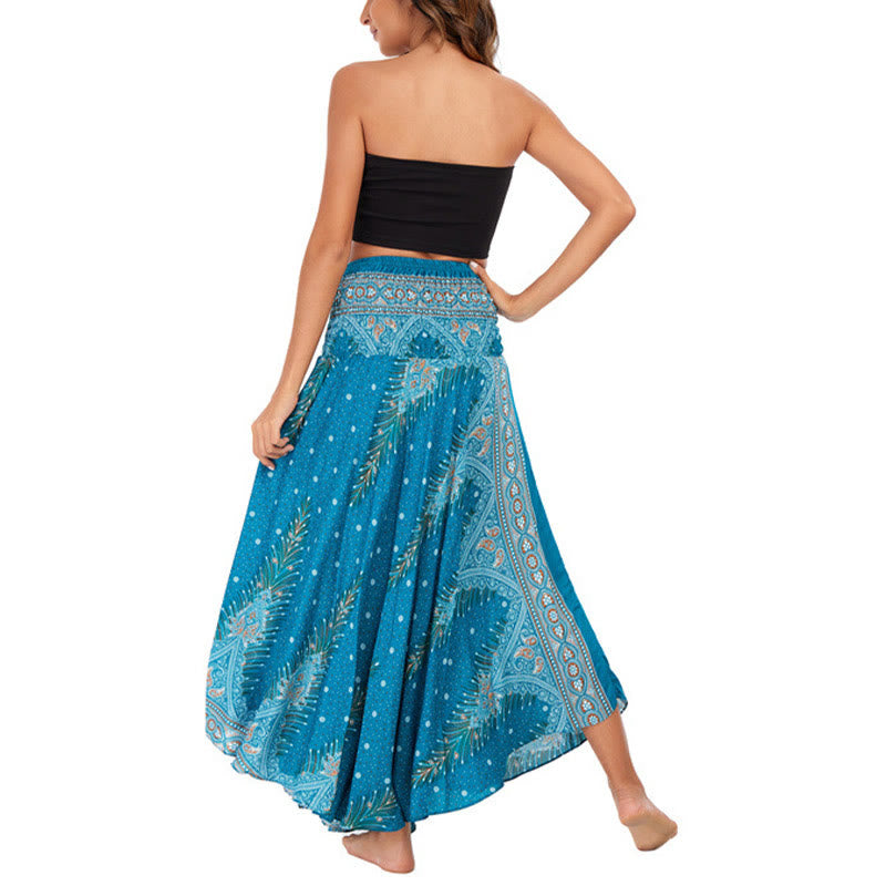 	Buddha Stones Dos Estilos Usa Vestido Boho Verano Pluma de Pavo Real con Encaje - image 4