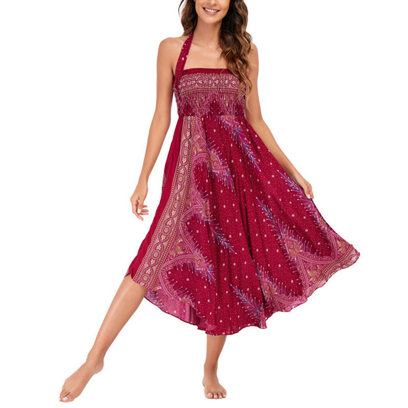 	Buddha Stones Dos Estilos Usa Vestido Boho Verano Pluma de Pavo Real con Encaje - image 17