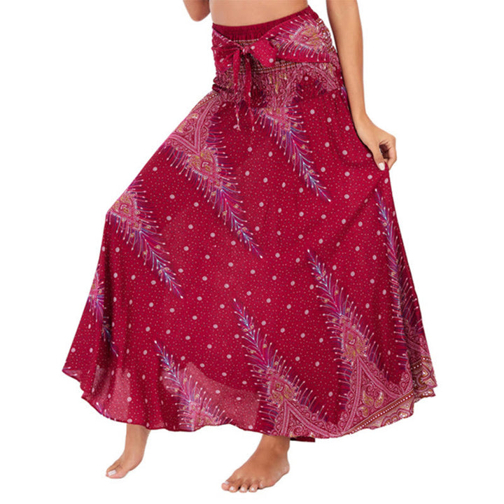 	Buddha Stones Dos Estilos Usa Vestido Boho Verano Pluma de Pavo Real con Encaje - Carmesí - US4-12, UK/AU8-16, EU36-44 (F) - image 15