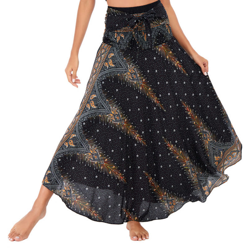 	Buddha Stones Dos Estilos Usa Vestido Boho Verano Pluma de Pavo Real con Encaje - Negro - US4-12, UK/AU8-16, EU36-44 (F) - image 8