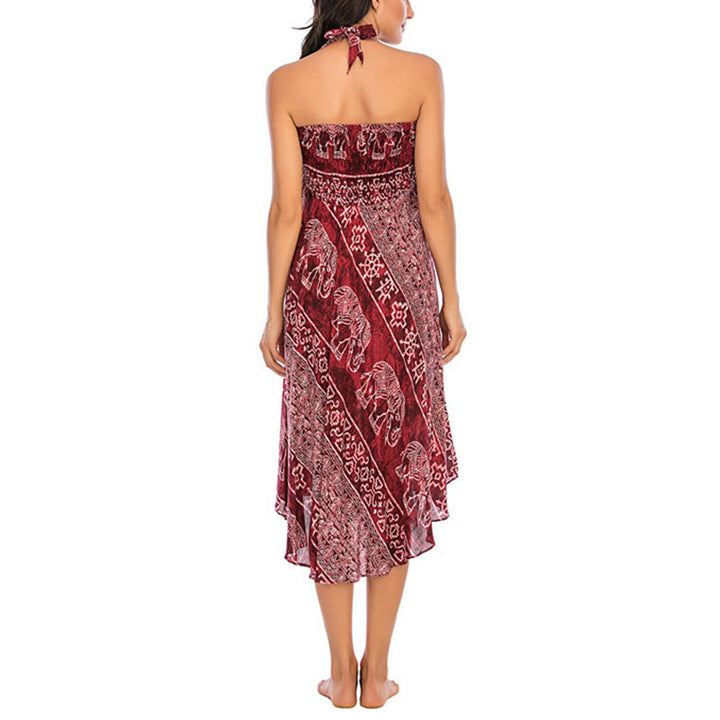 Buda Piedras Dos Estilos Vestir Boho Elefante Geometría Falda con Cordones Vestido - image 15