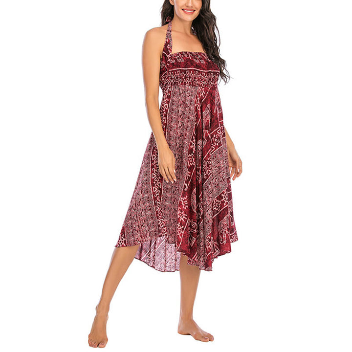 Buda Piedras Dos Estilos Vestir Boho Elefante Geometría Falda con Cordones Vestido - image 14