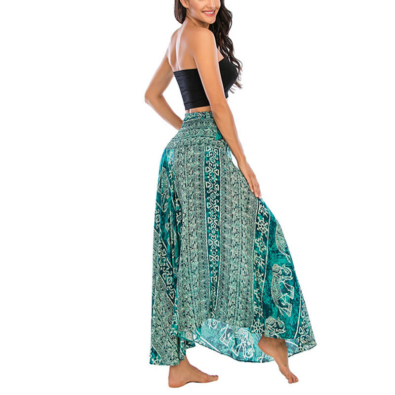 Buda Piedras Dos Estilos Vestir Boho Elefante Geometría Falda con Cordones Vestido - image 28