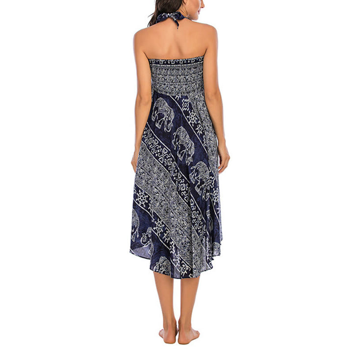 Buda Piedras Dos Estilos Vestir Boho Elefante Geometría Falda con Cordones Vestido - image 23