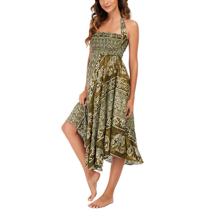Buda Piedras Dos Estilos Vestir Boho Elefante Geometría Falda con Cordones Vestido - image 37