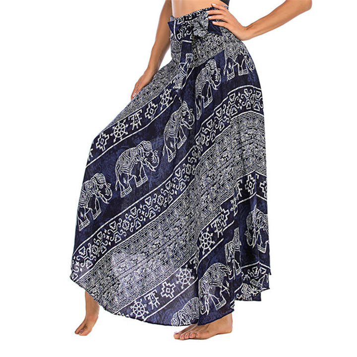 Buda Piedras Dos Estilos Vestir Boho Elefante Geometría Falda con Cordones Vestido - Azul pizarra oscuro - US4-12, UK/AU8-16, EU36-44 (F) - image 17