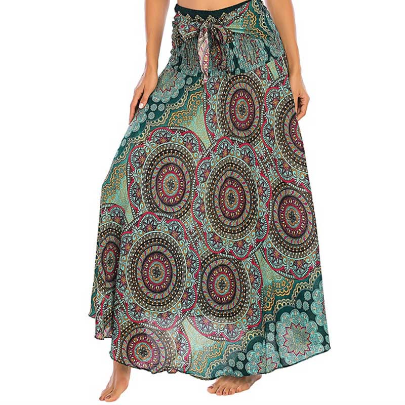 Buddha Stones Dos Estilos Falda con Cordones Estilo Bohemio con Mandala Flor - image 1