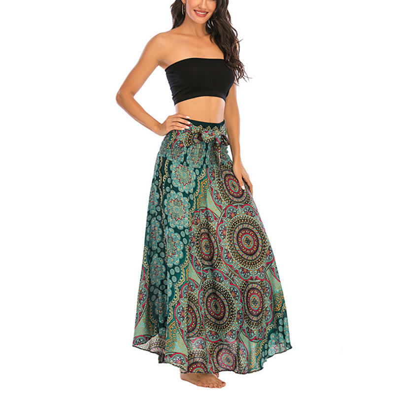 Buddha Stones Dos Estilos Falda con Cordones Estilo Bohemio con Mandala Flor - image 4