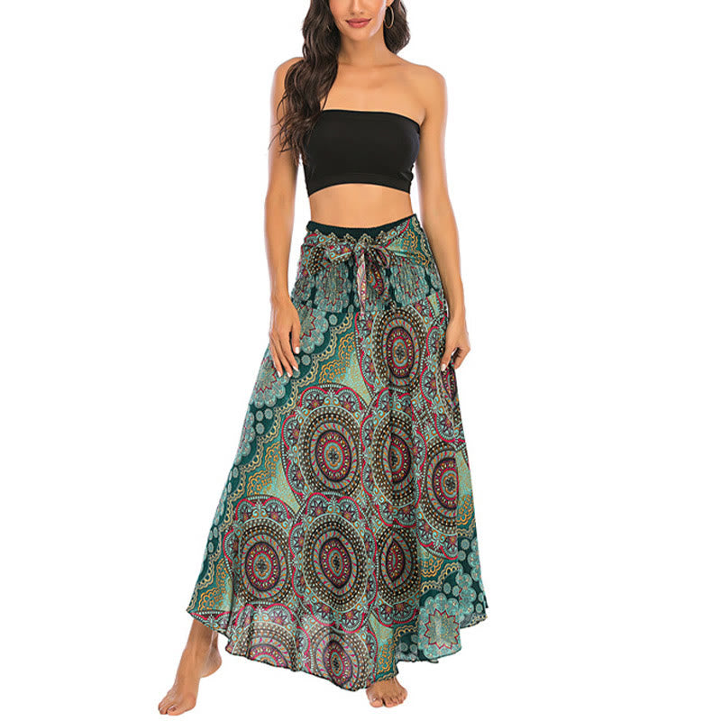 Buddha Stones Dos Estilos Falda con Cordones Estilo Bohemio con Mandala Flor - image 2