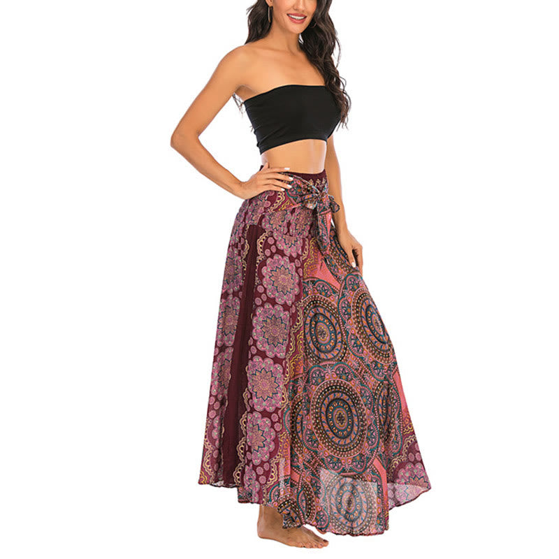 Buddha Stones Dos Estilos Falda con Cordones Estilo Bohemio con Mandala Flor - image 25
