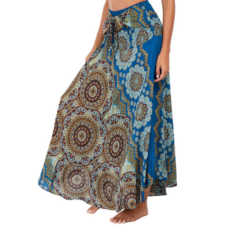 Buddha Stones Dos Estilos Falda con Cordones Estilo Bohemio con Mandala Flor - Azul acero - US4-12, UK/AU8-16, EU36-44 (F) - image 37