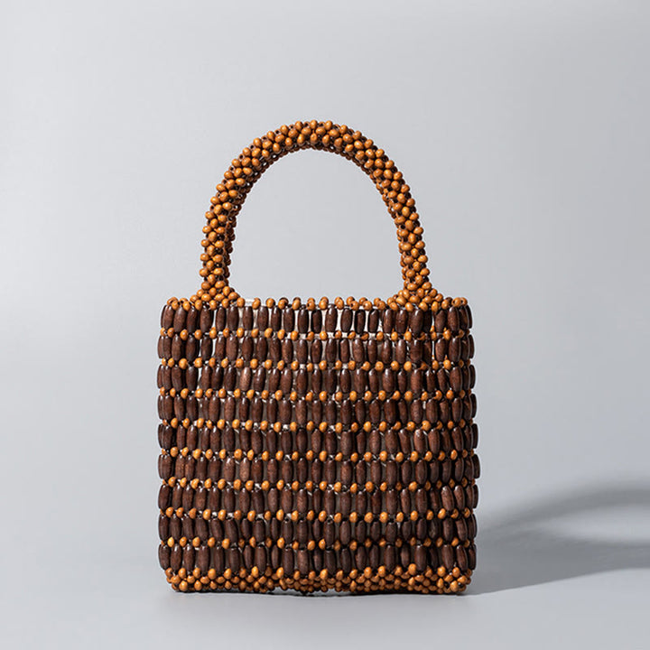 Bolso de mano de cuentas de madera hechas a mano de piedras de Buda