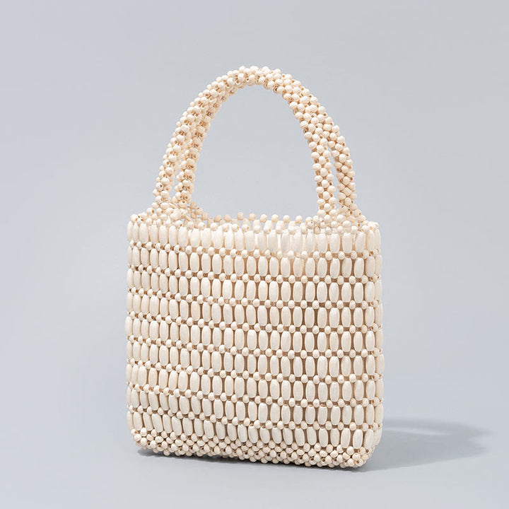Bolso de mano de cuentas de madera hechas a mano de piedras de Buda